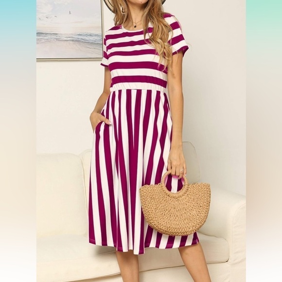 Nordstrom Red and White Striped Swing Dress Size Small - Picture 9 of 11